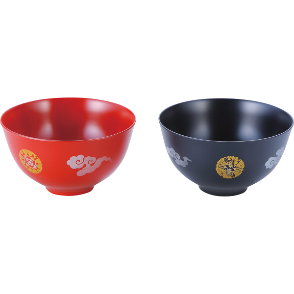 山中漆器　多様椀ペア　いにしえ紋様