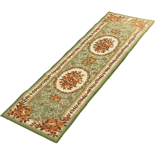 丈夫なはっ水加工キッチンマットグリーン