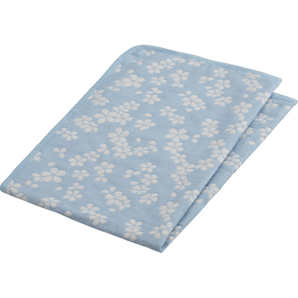 大阪泉州産 ジャカード織多重ガーゼひざ掛けブルー