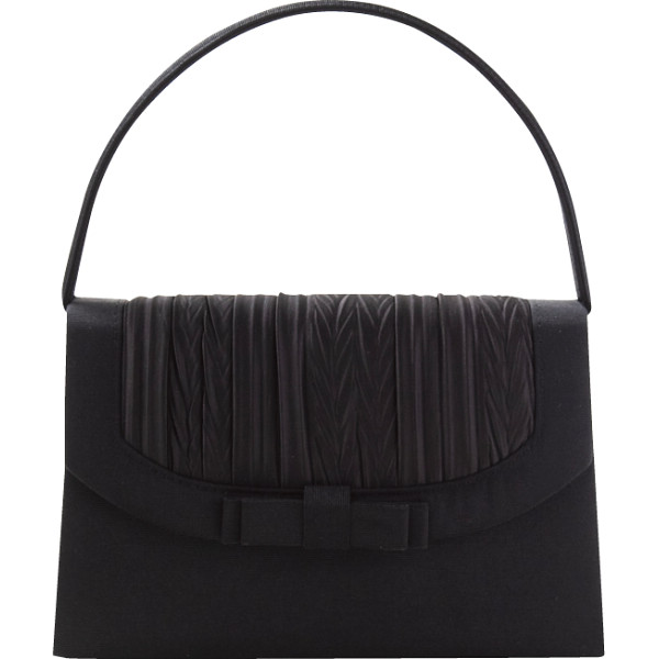 リボン付ヘリンボーン調プリーツフォーマルバッグ