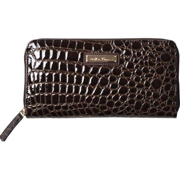 キャティフェラーリ ラウンドファスナー長財布ブラウン