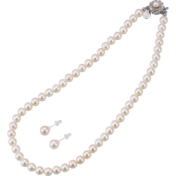 ジョルジュ・レッシュ　泉州の貝パールネックレス・ピアスセットホワイト