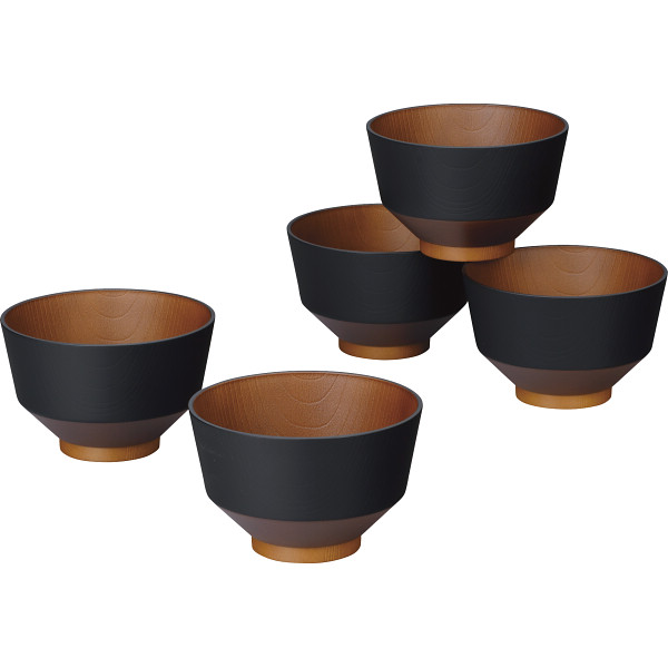 和の色　汁椀　漆黒５客