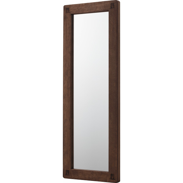 日本製ふくろう焼印入り和風壁掛けミラー