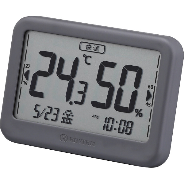 リズム　高精度デジタル温湿度計　ＣＯＭＦＯＭＥＴＥＲダークグレー
