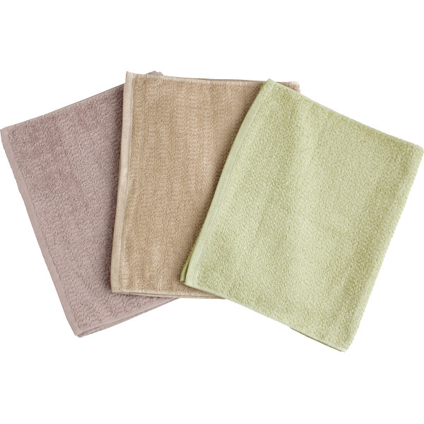 くらし想い　オーガニックコットン　スリムバスタオル３枚セットブラウン＆ベージュ＆セージグリーン