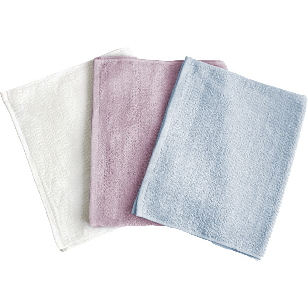 くらし想い　オーガニックコットン　スリムバスタオル３枚セットホワイト＆ピンクパープル＆ブルーグレー