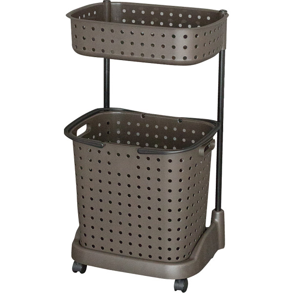 ランドリーバスケット２段ダークブラウン