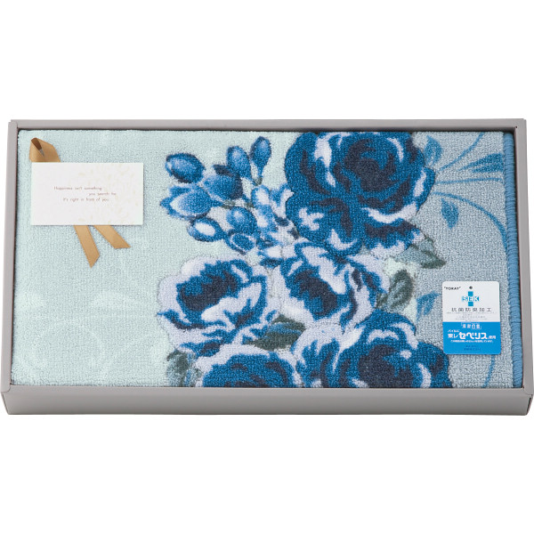 ローズ　大判バスマットブルー