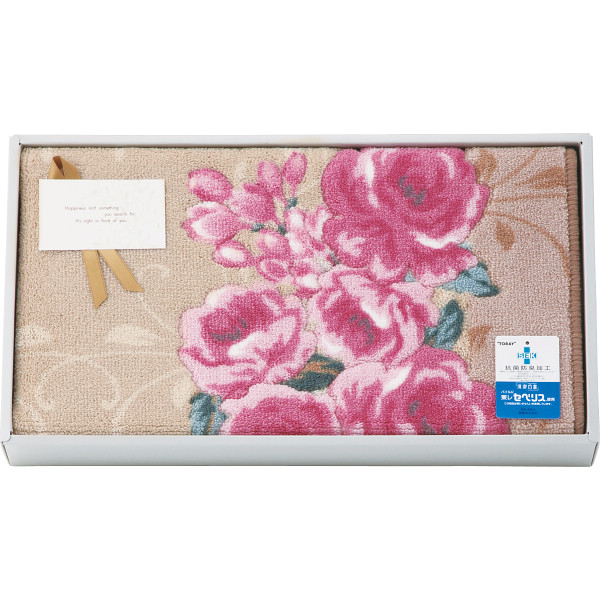 ローズ　大判バスマットピンク