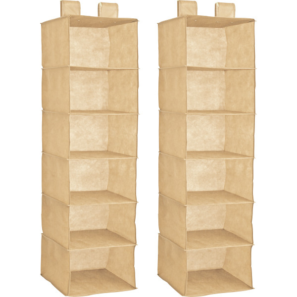 吊り下げ収納ラック６段 ２個組ベージュ