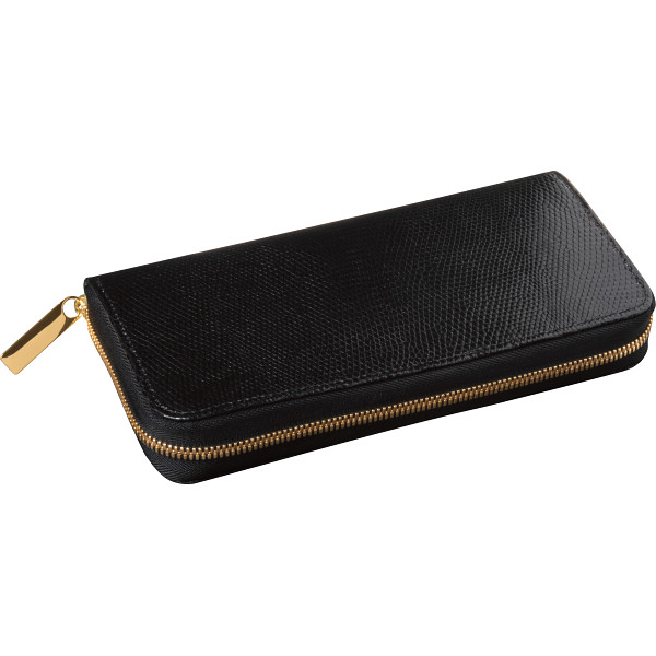 リザードラウンドファスナー財布ブラック