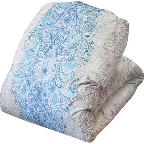 グレーグースダウン９０％羽毛ふとんブルー