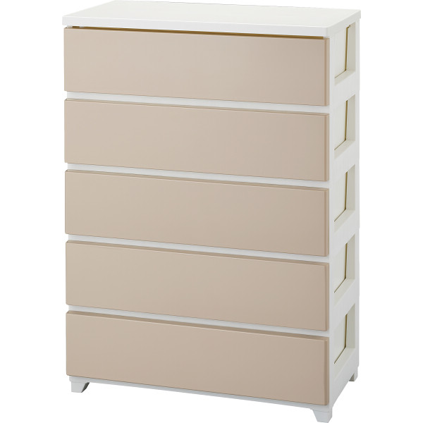カラースタイルチェストワイド５段２個組ホワイトベージュ