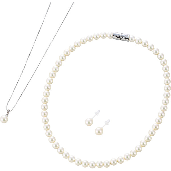 ジョルジュ・レッシュ　泉州の貝パール３点セット（ピアス）ホワイト