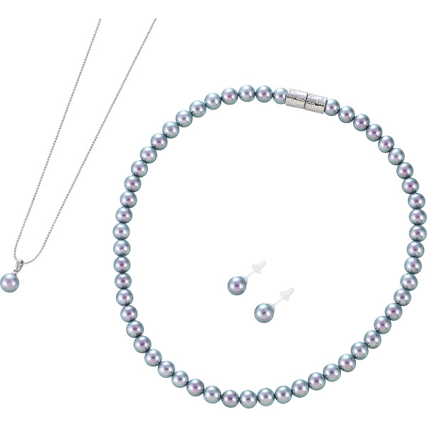 ジョルジュ・レッシュ　泉州の貝パール３点セット（ピアス）グレー