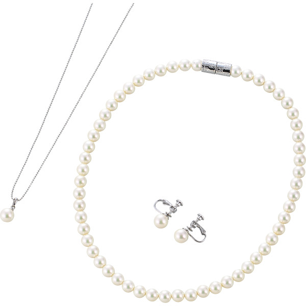 ジョルジュ・レッシュ　泉州の貝パール３点セット（イヤリング）ホワイト