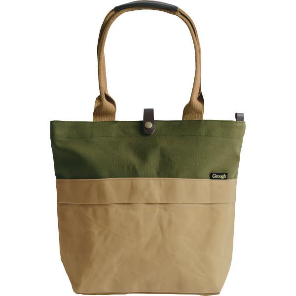 そだてる帆布Ｇｒｏｕｇｈ　トートバッグベージュ×カーキ