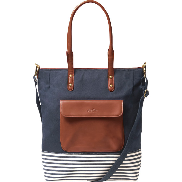 アッシュエル ボーダーバッグネイビー