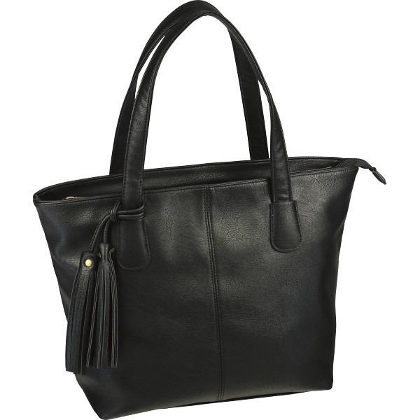 合皮　タッセル付きトートバッグブラック