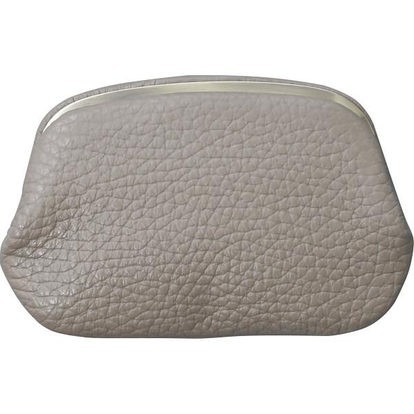 良品工房　日本製牛革天溝がま口財布グレー