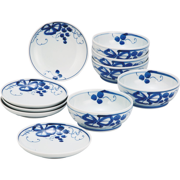 波佐見焼 古染青磁ぶどう絵 食卓揃