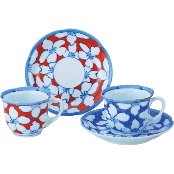 波佐見焼　さくら絵変わり　珈琲碗皿２客揃