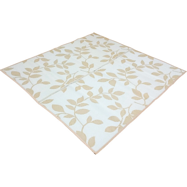 日本製水洗いできるい草風カーペット（リーフ）アイボリー