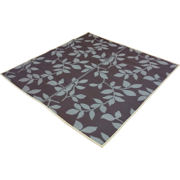 日本製水洗いできるい草風カーペット（リーフ）ブラウン