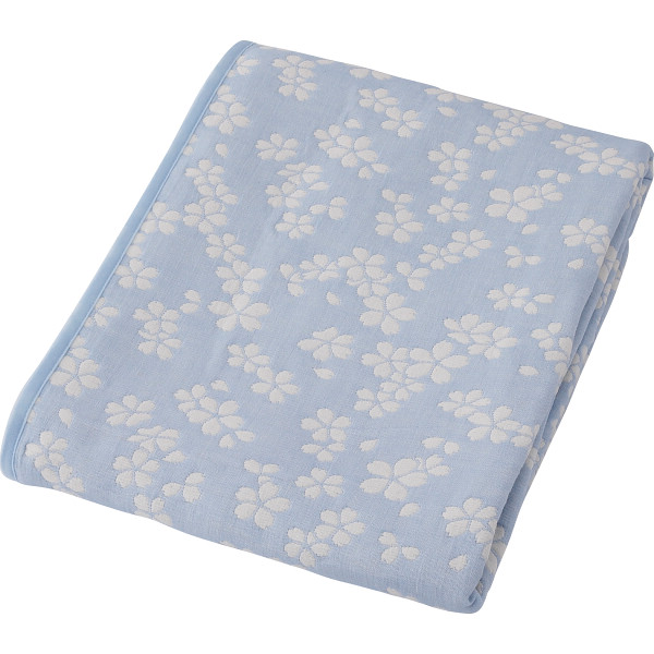 大阪泉州産 ジャカード織多重ガーゼケットブルー