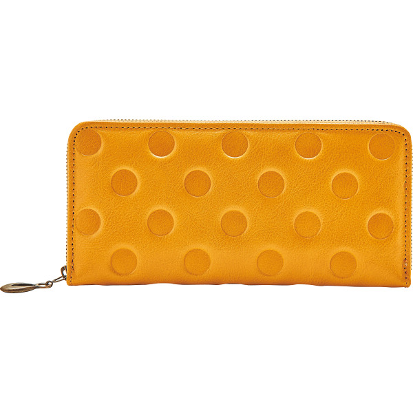 姫路レザー牛革ラウンドファスナー長財布マスタード