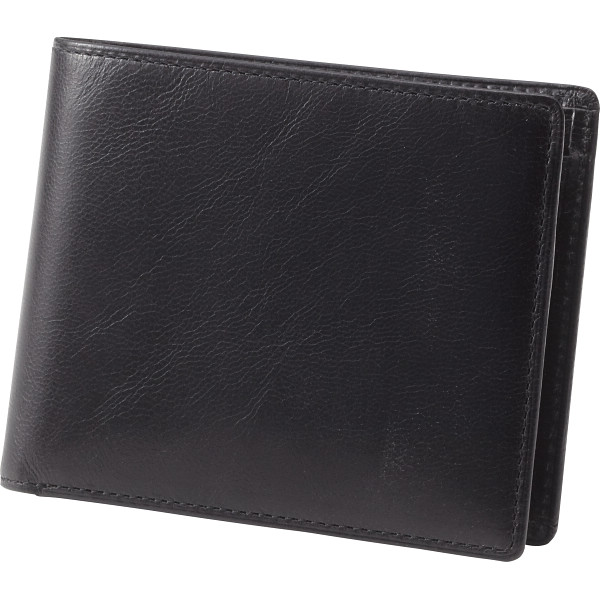 やぎ革二つ折り札入ブラック