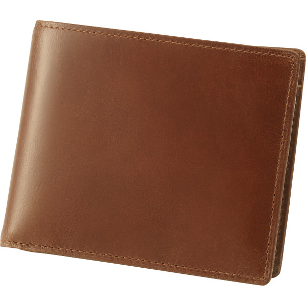 やぎ革二つ折り札入ブラウン