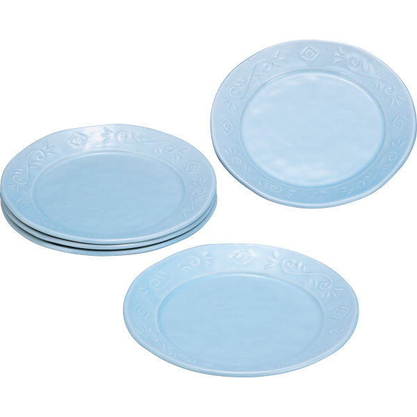 青白磁凛水 唐草紋 ７寸皿揃