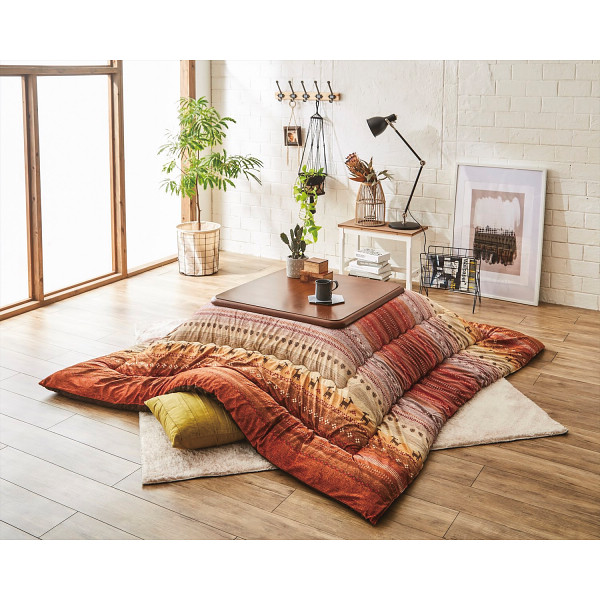 国内加工ギャベ柄こたつ掛けふとんオレンジ