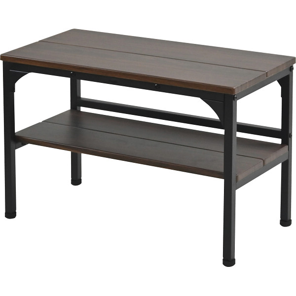 玄関ベンチ（棚付・木目調）ブラウン