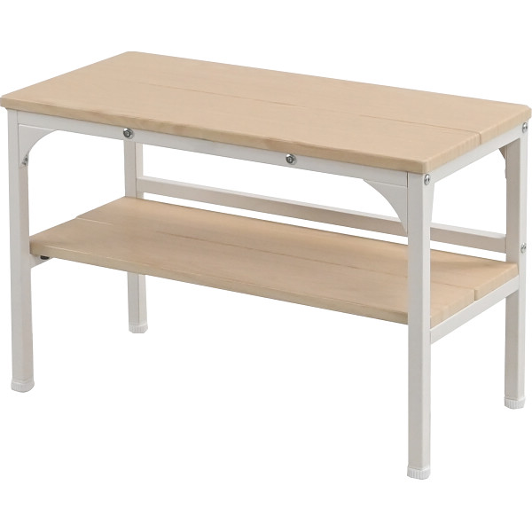 玄関ベンチ（棚付・木目調）ナチュラル