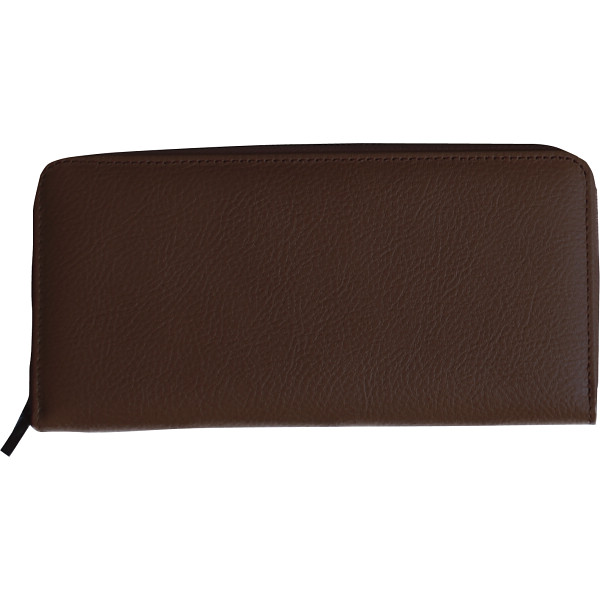 姫路レザー　牛革ラウンドファスナー長財布チョコ
