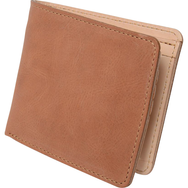 ｍ，ｉ，ｕ，ｏ．ｊ ヌメ革 二つ折り財布（メンズ）キャメル