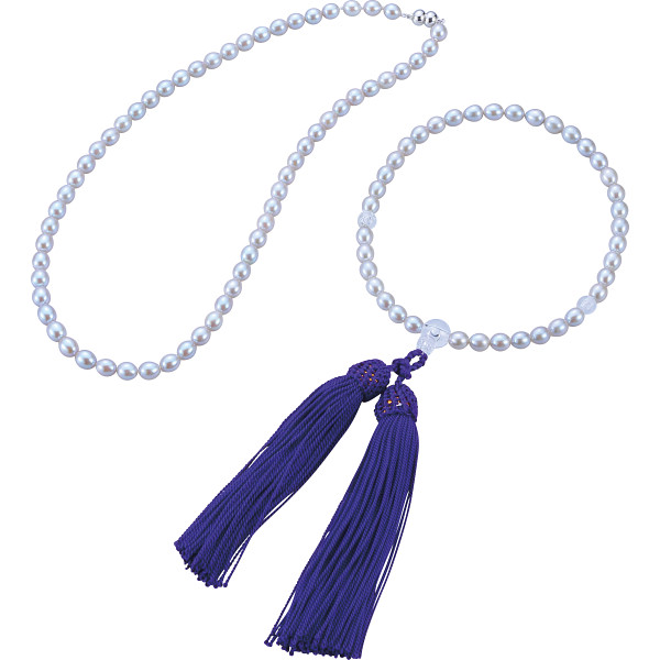 パールネックレス・念珠セットグレー