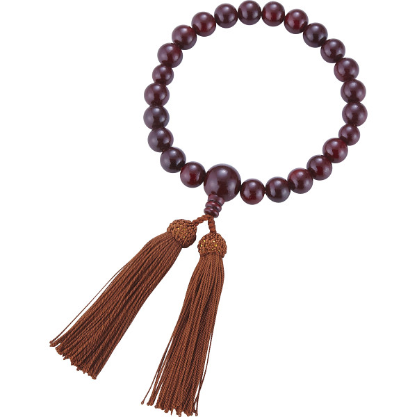 男性用片手念珠 紫檀２２玉共仕立・人頭