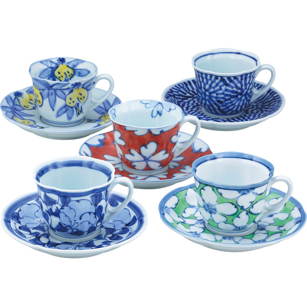 波佐見焼 春秋絵変わり 珈琲碗皿揃