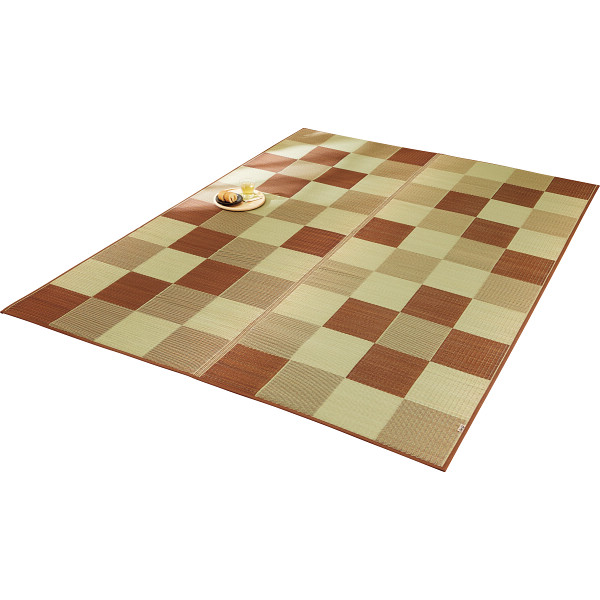 日本製　ＩＧＵＳＡラグ＜ブロック＞ブラウン