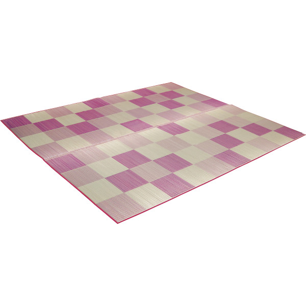 日本製　ＩＧＵＳＡラグ＜ブロック＞ピンク