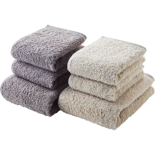 グランフランセヌーベル　オーガニックコットンロングパイル　バス・フェイスタオルセット