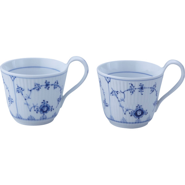 ロイヤルコペンハーゲン ブルーフルーテッド プレイン ハイハンドル ペアマグ
