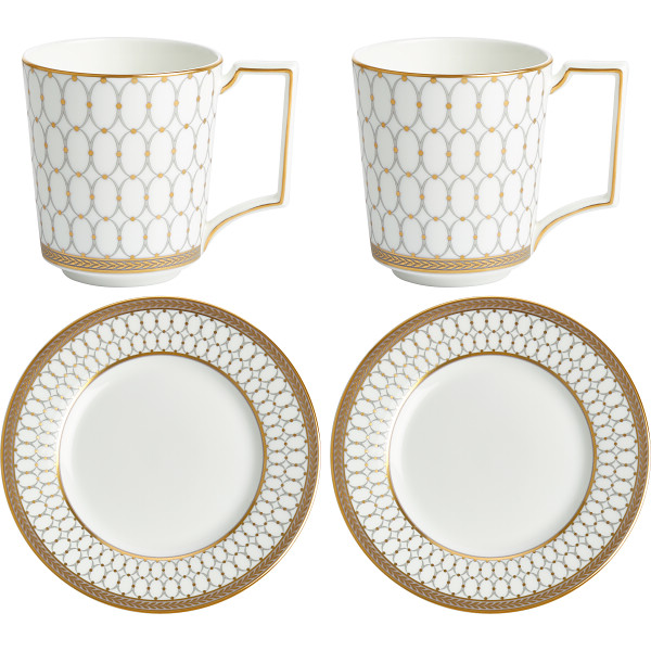 ウェッジウッド　ルネッサンス　グレイ　マグ＆プレート　ペア