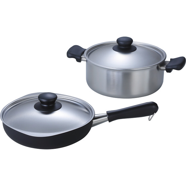 柳宗理　三層両手鍋浅型（２２ｃｍ）＆マグマ鉄フライパン（２２ｃｍ）セット