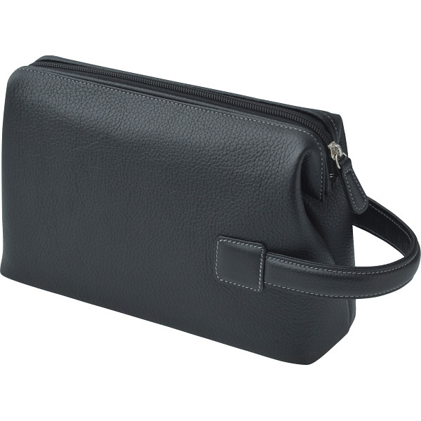 良品工房　日本製牛革ダレス型ポーチブラック