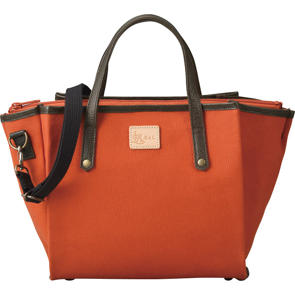 ＨａＬ　倉敷産帆布×姫路レザー　プリーツショルダーバッグテラコッタ